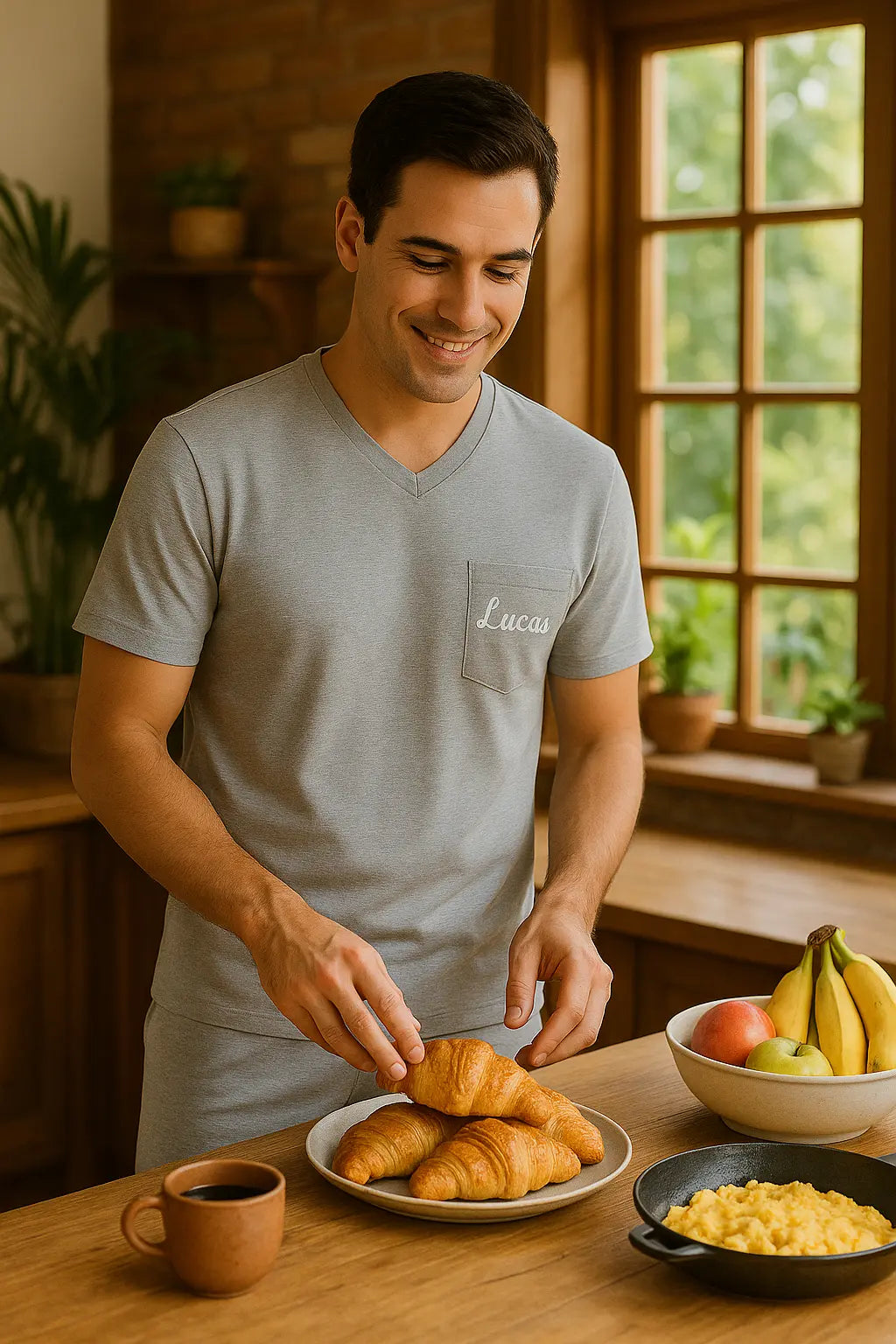 Pyjama homme ensemble gris et classique LB Pyjama