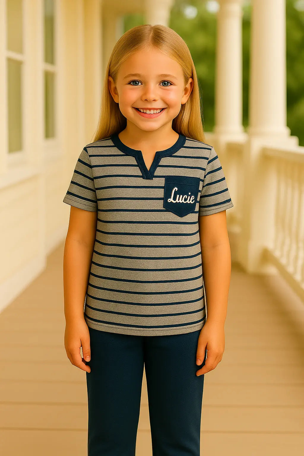 Pyjama fille ensemble bleu réconfort LB Pyjama