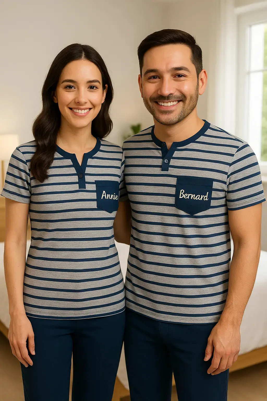 Pyjama couple ensemble bleu réconfort LB Pyjama