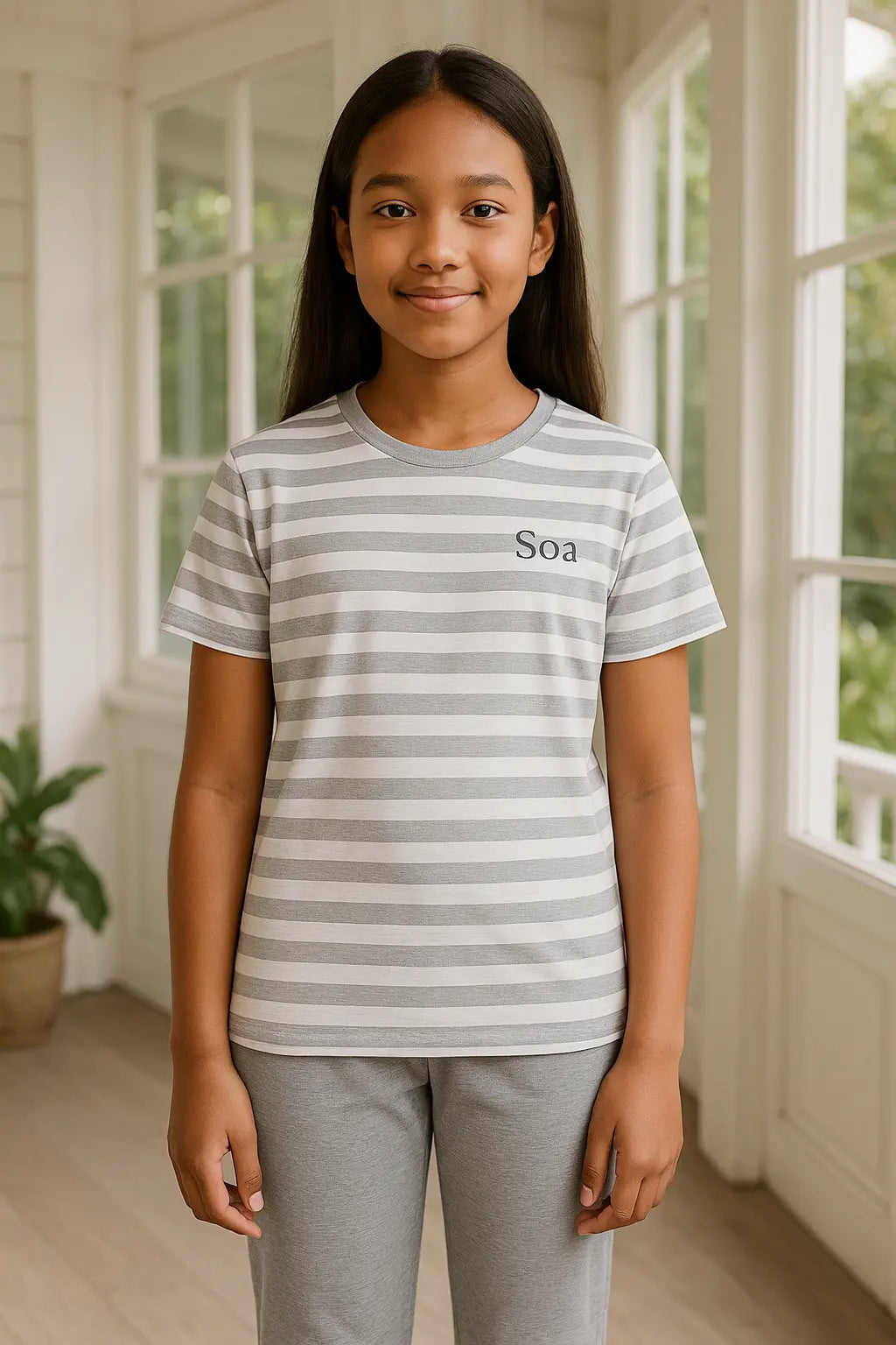 Pyjama fille ensemble gris urbain LB Pyjama