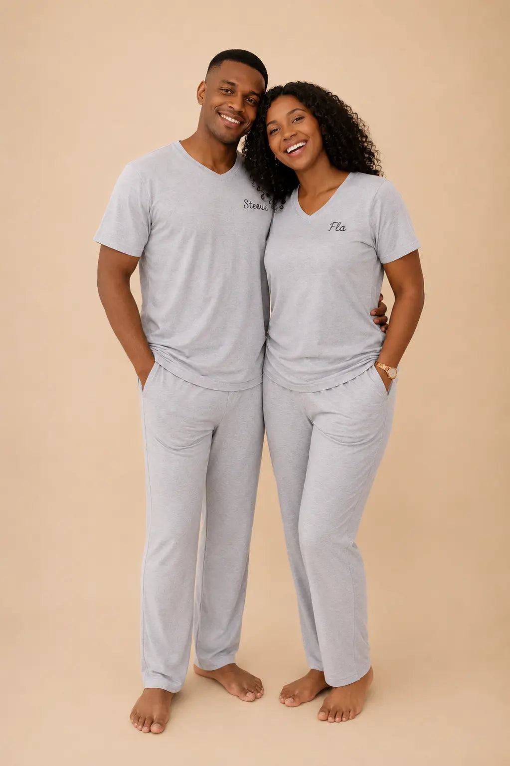 Pyjama couple - ensemble gris signature