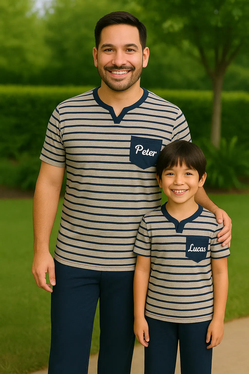 Pyjama duos pere et fils ensemble bleu réconfort LB Pyjama