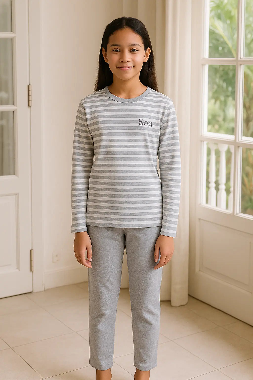 Pyjama fille ensemble gris urbain LB Pyjama