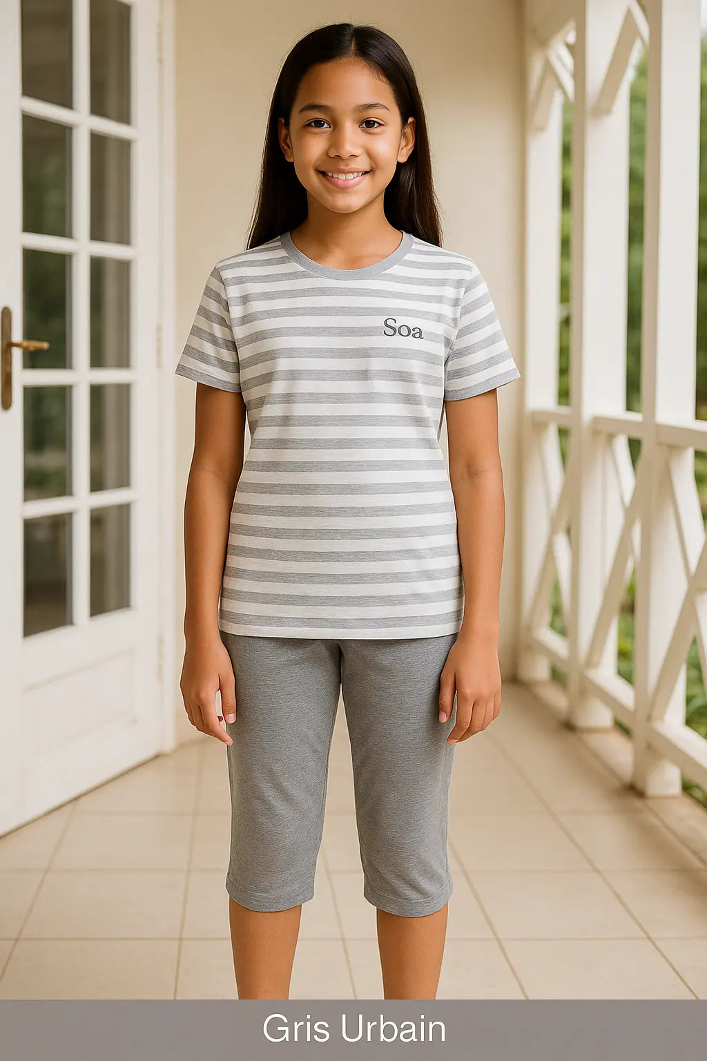 Pyjama fille ensemble gris urbain LB Pyjama