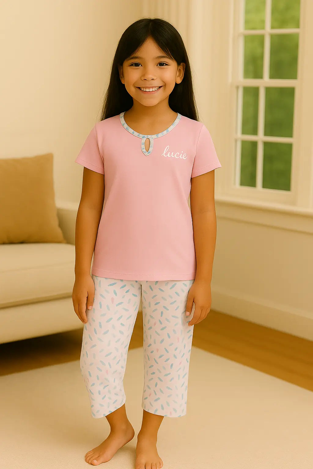 Pyjama fille ensemble rose sentimentale LB Pyjama