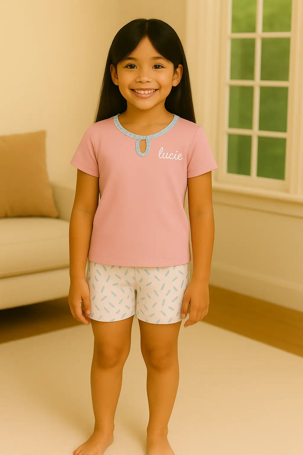 Pyjama fille ensemble rose sentimentale LB Pyjama