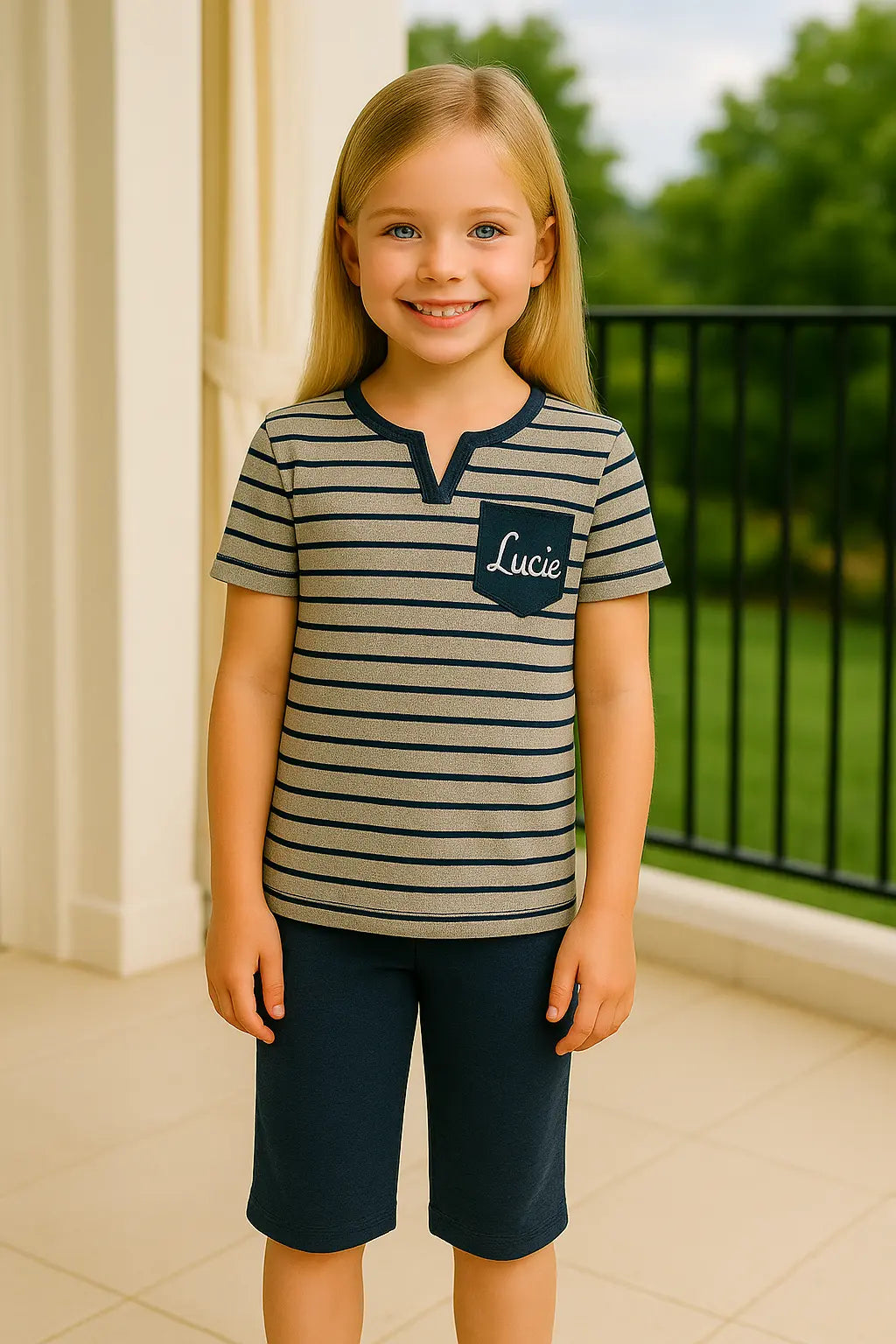 Pyjama fille ensemble bleu réconfort LB Pyjama