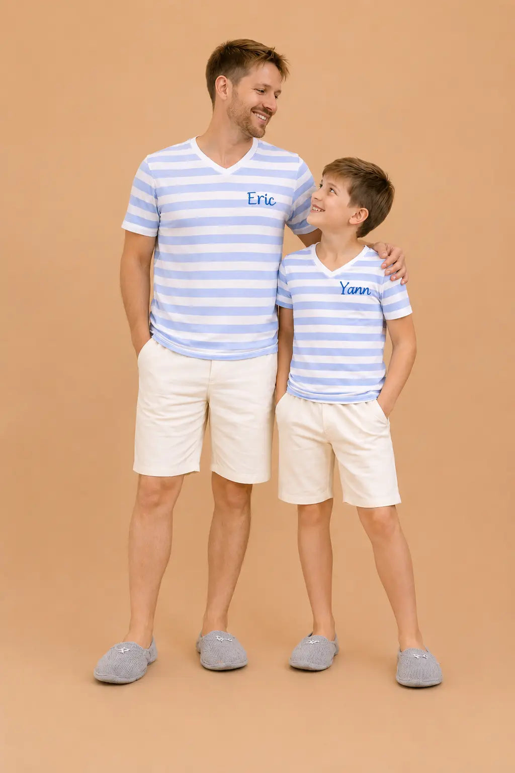 Pyjama Père et fils - ensemble horizon bleu ciel short
