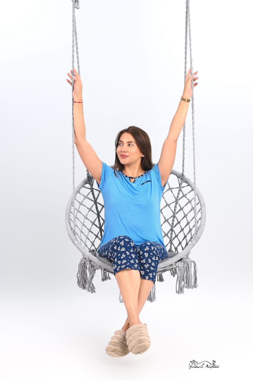 Pyjama femme ensemble bleu sérénité