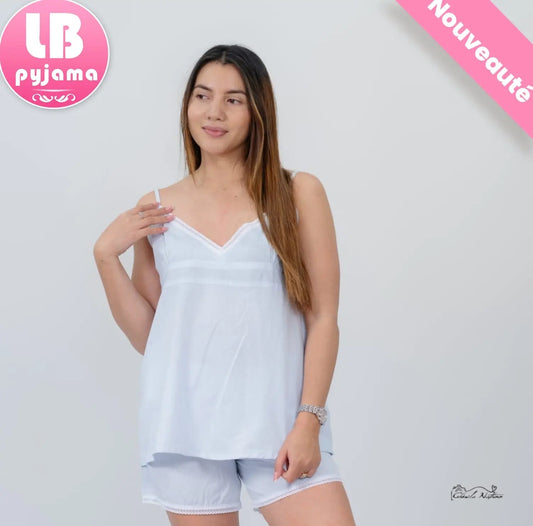 Pyjama femme ensemble blanche colombe LB Pyjama