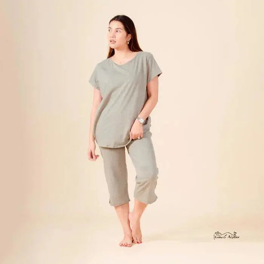 Pyjama femme ensemble vert kaki et tradition LB Pyjama