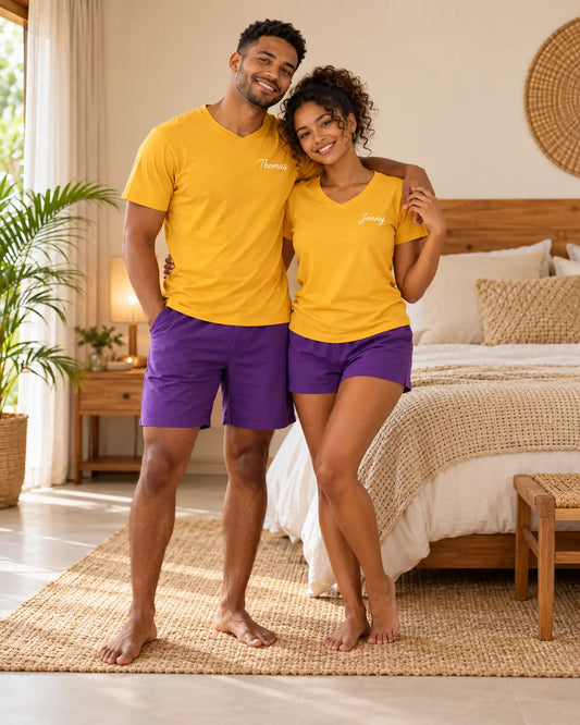 Pyjama couple Lumière & Lavande - short manches courtes