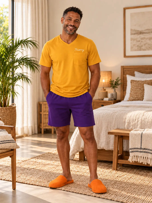 Pyjama homme Lumière & Lavande short manches courtes personnalisé Thierry
