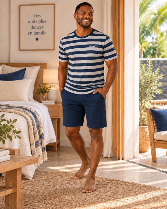 Short manches courtes – Pyjama homme Marin & Sourire – prénom Jovany