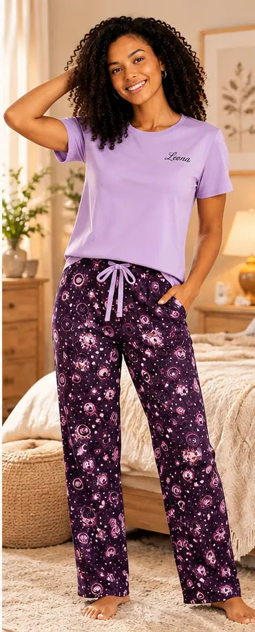 Pyjama femme Parfum Floral - pantalon manches courtes - net sans flou