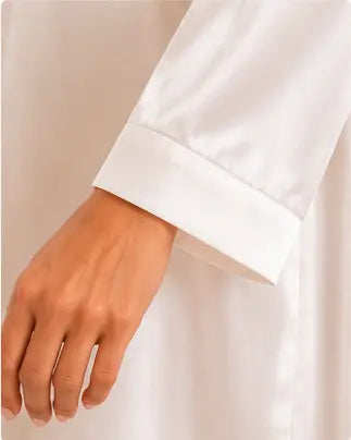 Peignoir satin blanc LB Pyjama - finition manche sans texte