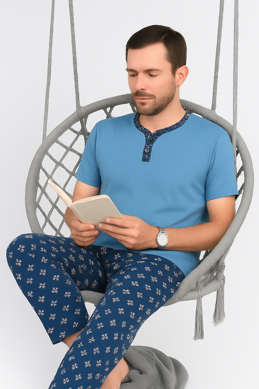Pyjama homme ensemble bleu sérénité