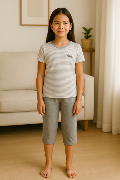 Pyjama fille ensemble gris urbain LB Pyjama