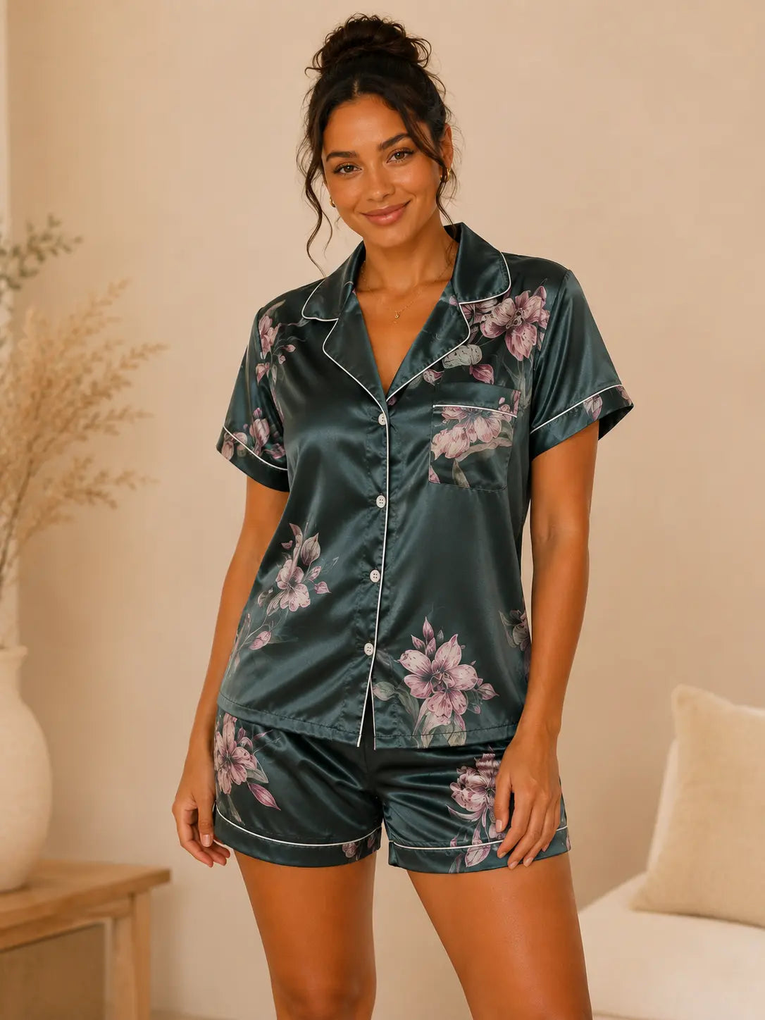 Pyjama femme - ensemble Émeraude du matin
