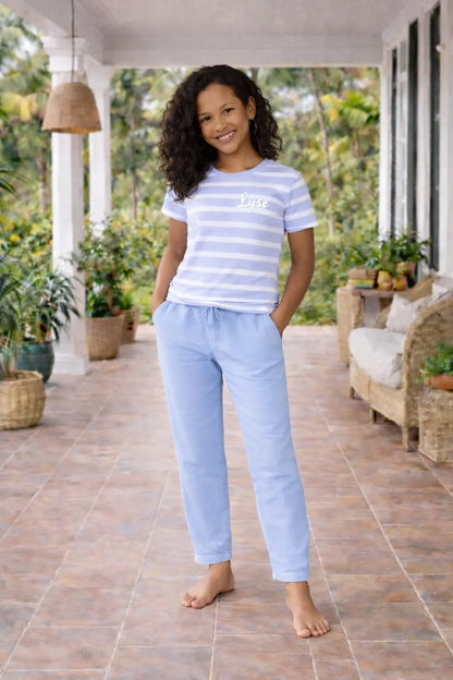 Pyjama fille ensemble bleu sérénité LB Pyjama
