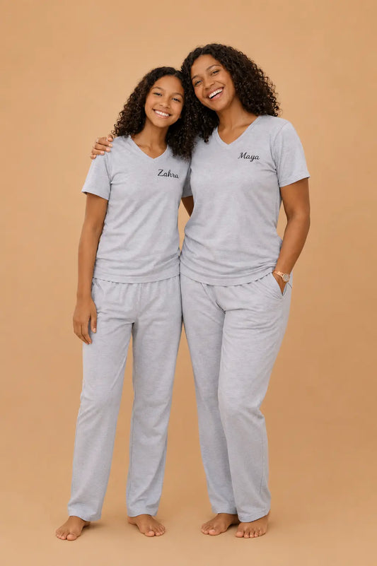 Pyjama Mère et fille - ensemble gris signature