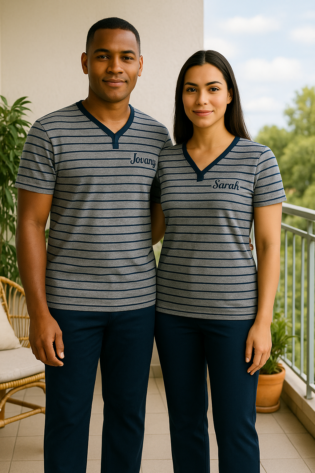 Pyjama couple ensemble bleu réconfort pantalon LB Pyjama