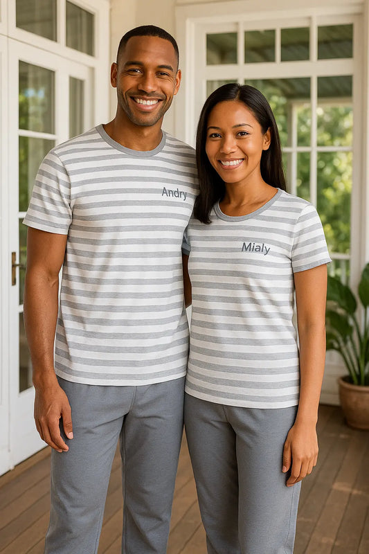 Pyjama couple ensemble gris urbain LB Pyjama