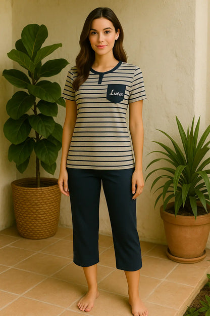 Pyjama femme ensemble bleu réconfort LB Pyjama
