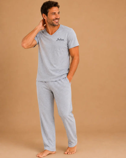 Pyjama homme - ensemble gris uni signature