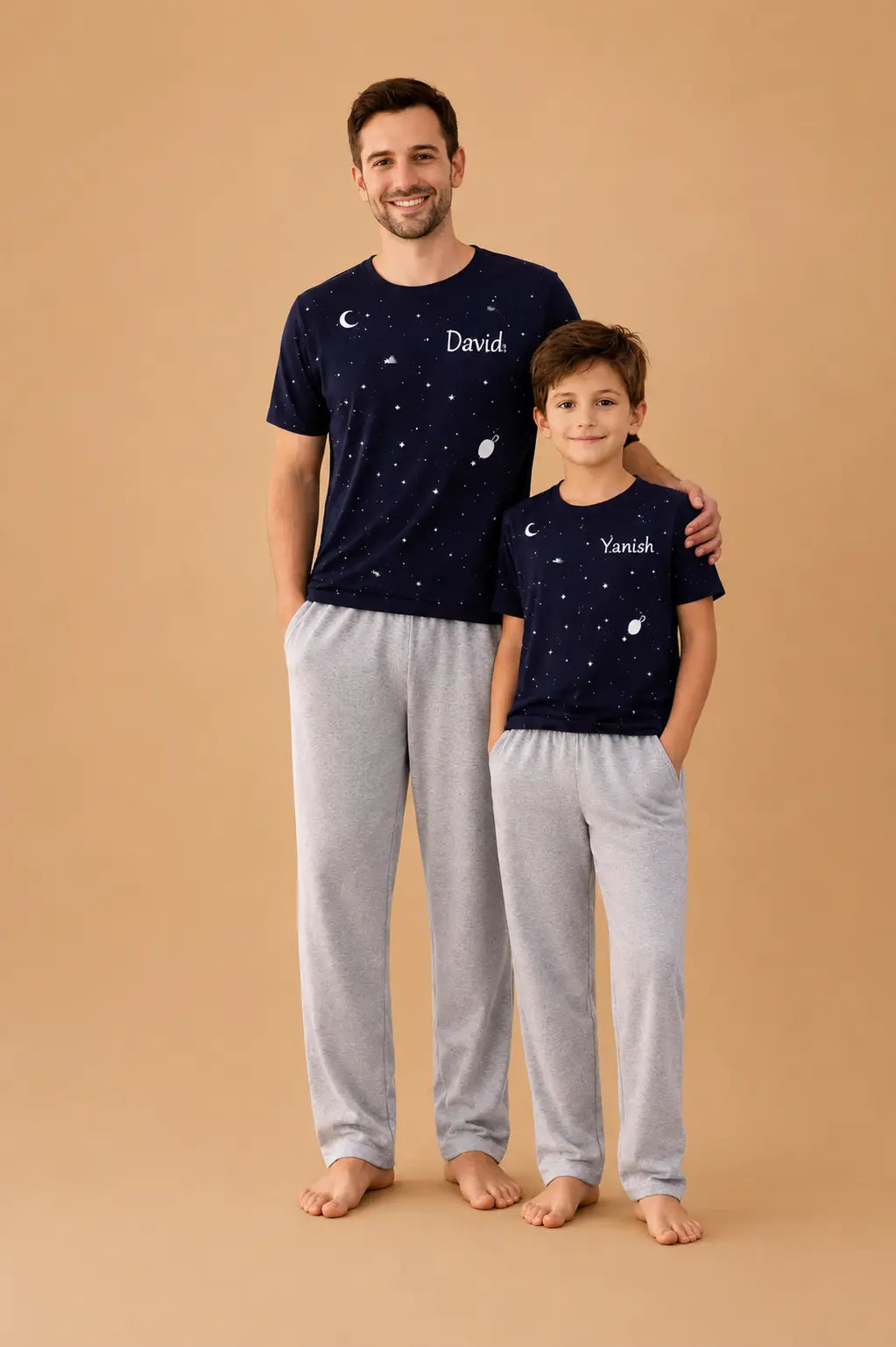 Pyjama Père et fils - ensemble coeur profond