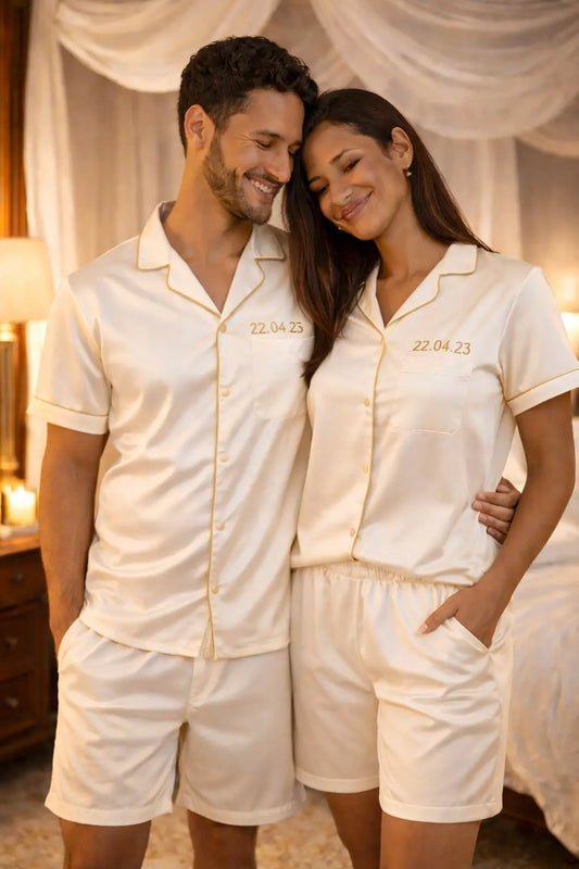 Chemisier couple - ensemble crème élegant LB Pyjama