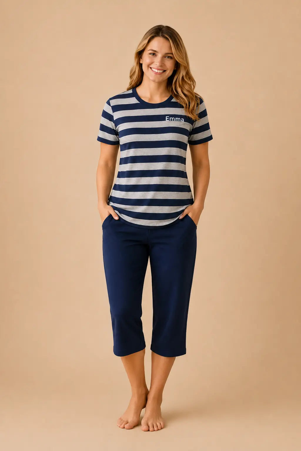 Pyjama femme - ensemble marin et sourire