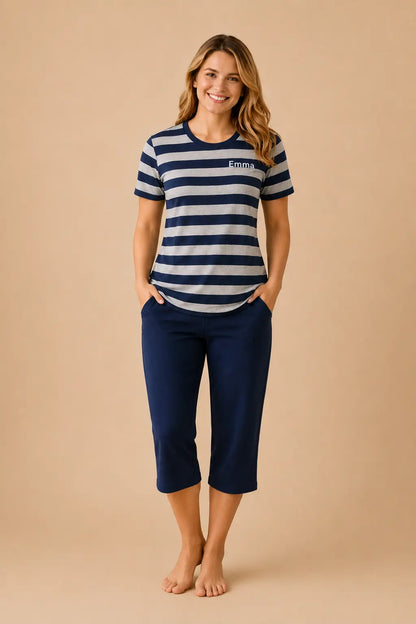 Pyjama femme - ensemble marin et sourire