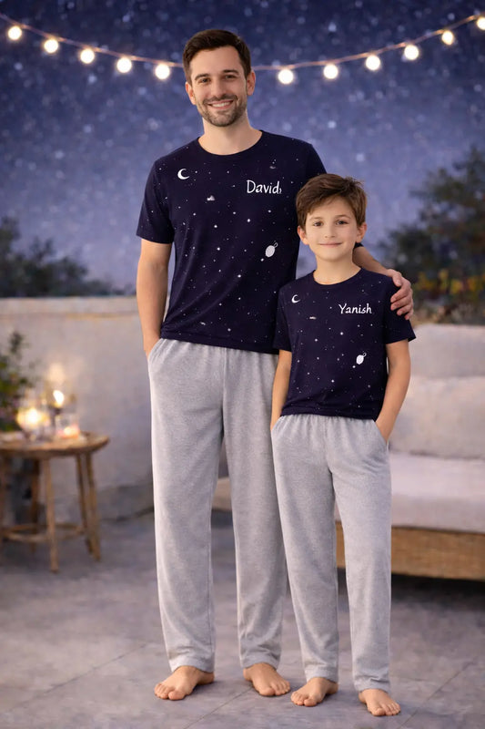 Pyjama Père et fils - ensemble ciel profond LB Pyjama