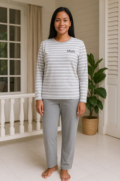 Pyjama femme ensemble gris urbain LB Pyjama