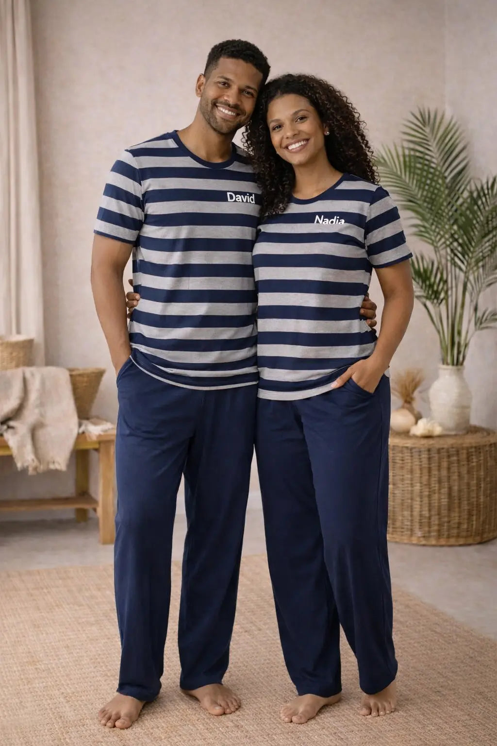 Pyjama couple - ensemble marin et sourire LB Pyjama