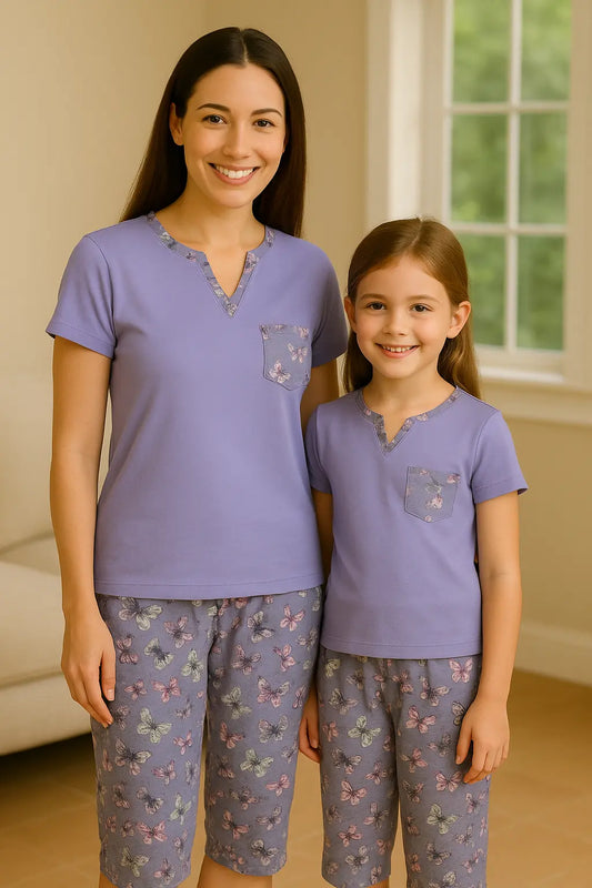 Pyjama duos mère et fille ensemble papillon de nuit LB Pyjama