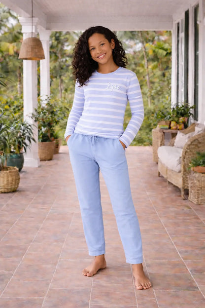 Pyjama fille ensemble bleu sérénité LB Pyjama