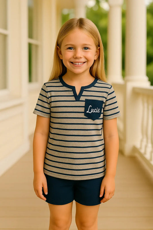 Pyjama fille ensemble bleu réconfort LB Pyjama