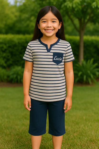 Pyjama fille ensemble bleu réconfort LB Pyjama