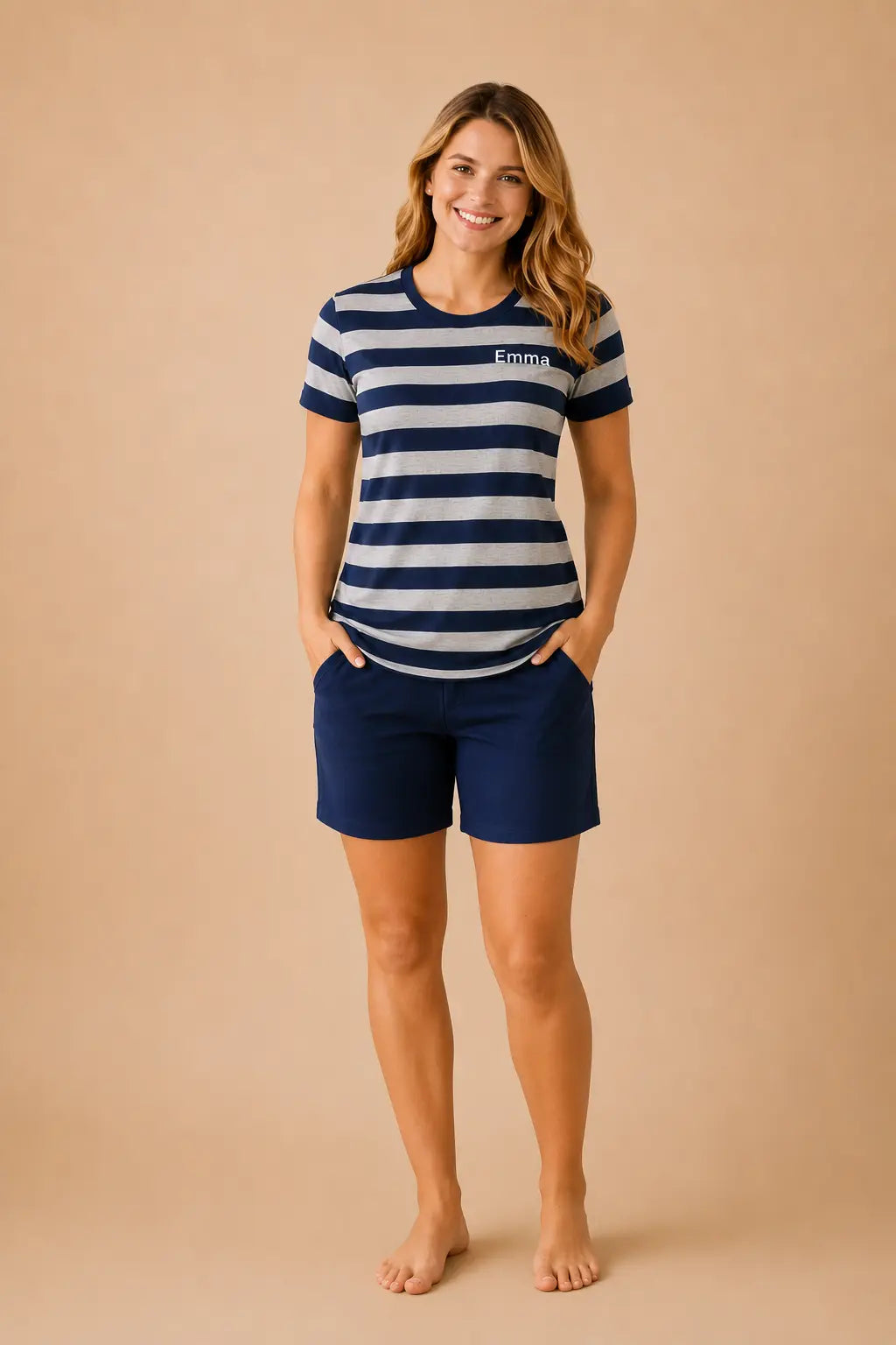 Pyjama femme - ensemble marin et sourire
