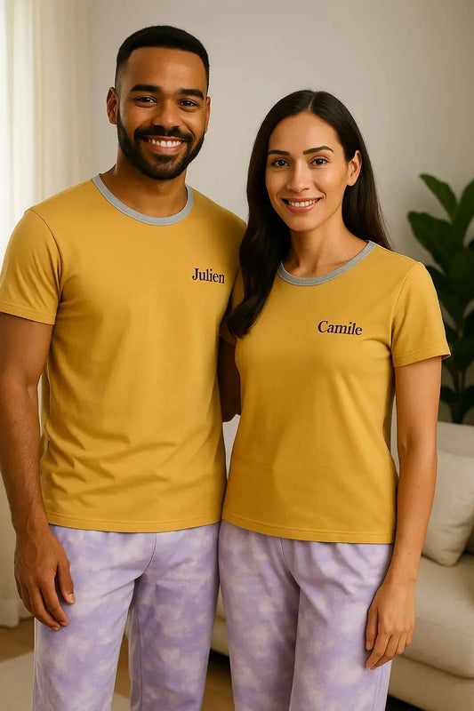 Pyjama couple ensemble soleil lavande LB Pyjama