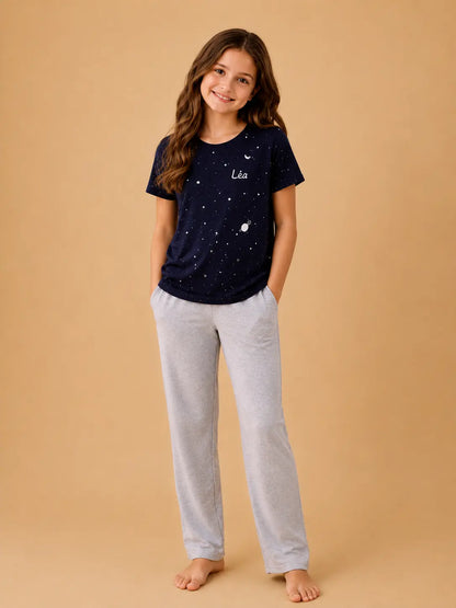 Pyjama fille - ensemble coeur profond
