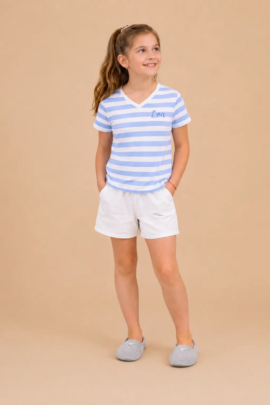 Pyjama fille - ensemble horizon bleu ciel