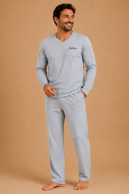 Pyjama homme - ensemble gris uni signature