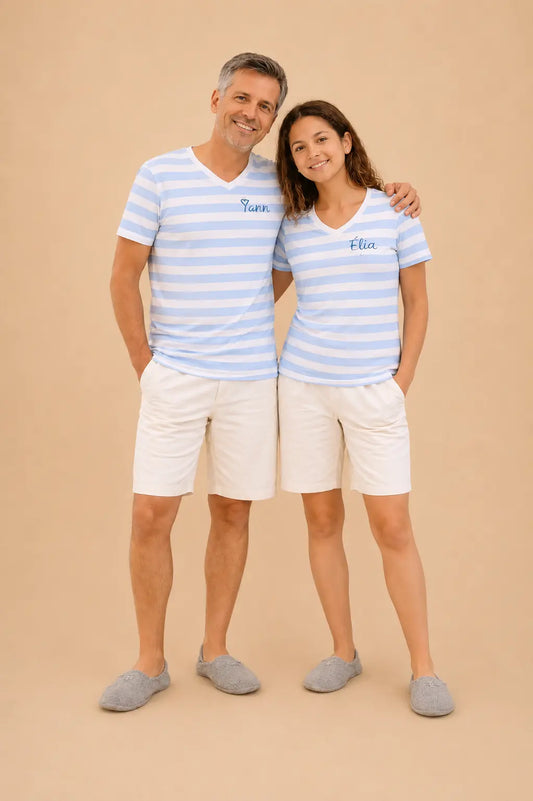 Pyjama couple - ensemble horizon bleu
