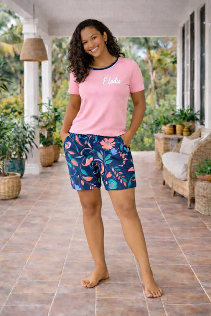 Pyjama femme - ensemble rose jardin LB Pyjama