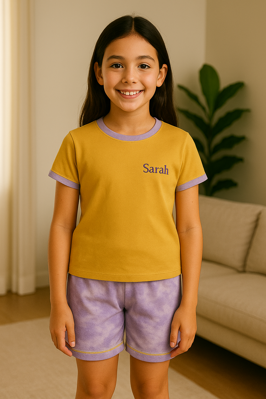 Pyjama fille ensemble lumière et lavande LB Pyjama