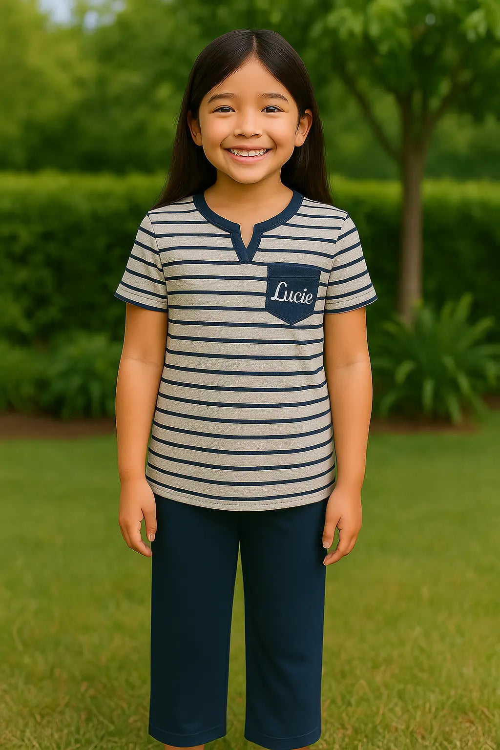 Pyjama fille ensemble bleu réconfort LB Pyjama