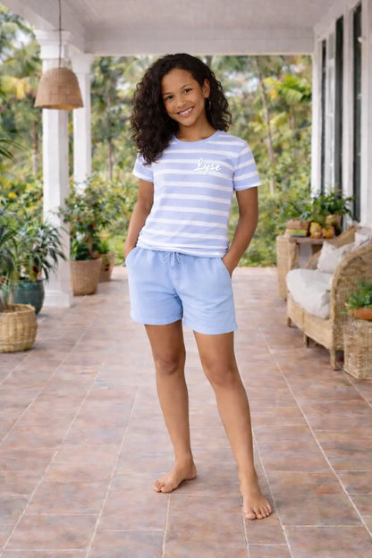 Pyjama fille ensemble bleu sérénité LB Pyjama